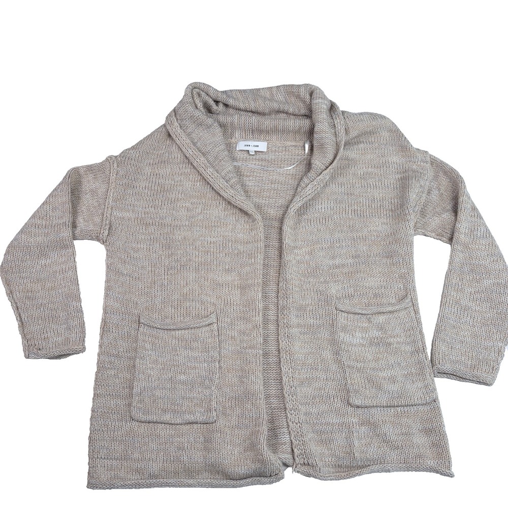 John + Jenn Pink & Cream Marled Cardigan Sweater Sz M Revolve Quiet Luxury